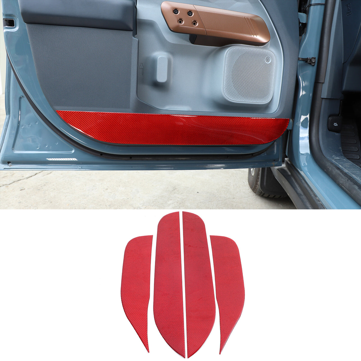 Red Carbon Front Bumper Insert Mesh Cover Grille Trim For Ford Maverick 22-24 2