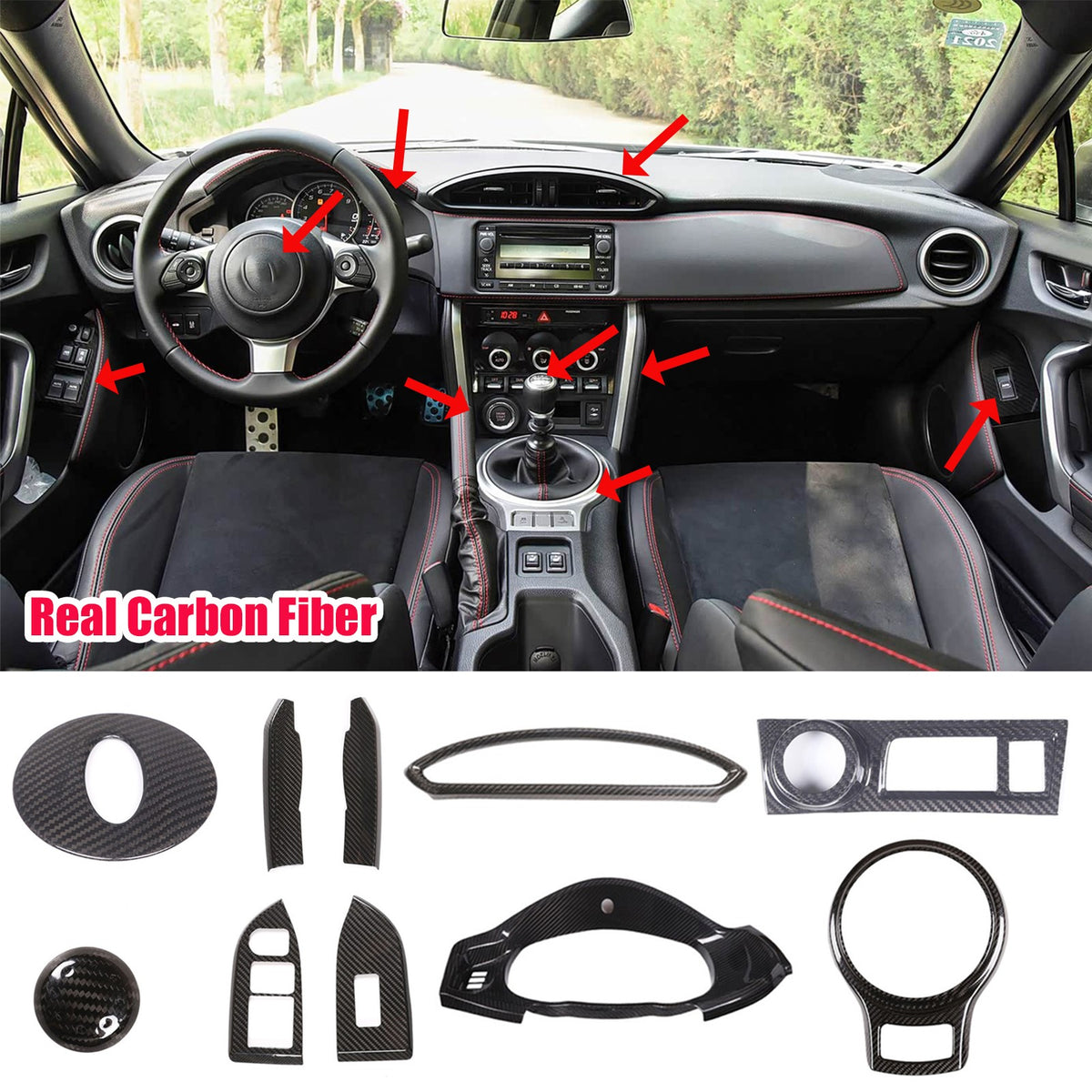 Real Carbon Fiber Interior Center Trim Set For Toyota 86 Subaru BRZ 2012-2020 1