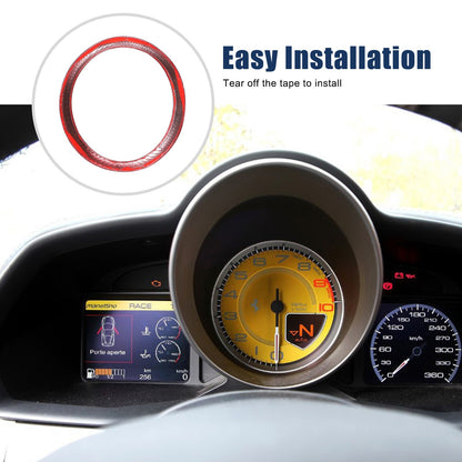 Red Real Carbon Fiber Instrument Tachometer Cover For Ferrari 458/488 2011-2016 18