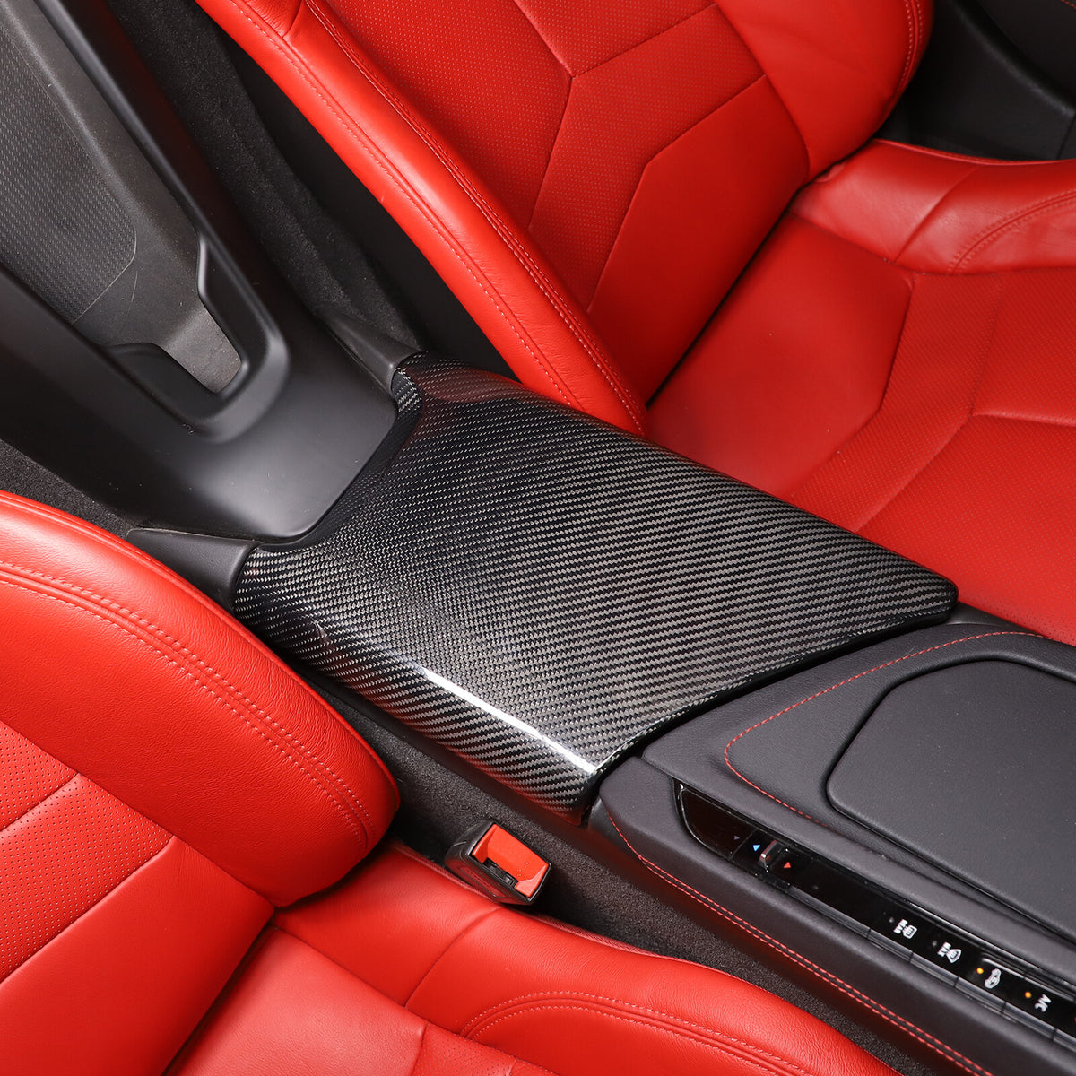 Real Carbon Fiber Center Console Armrest Box Cover Trim For Corvette C8 2020-26 20