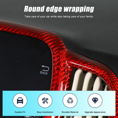 Red Real Carbon Fiber Center Console Air Outlet Trim For Fiat 500 2016+ 18