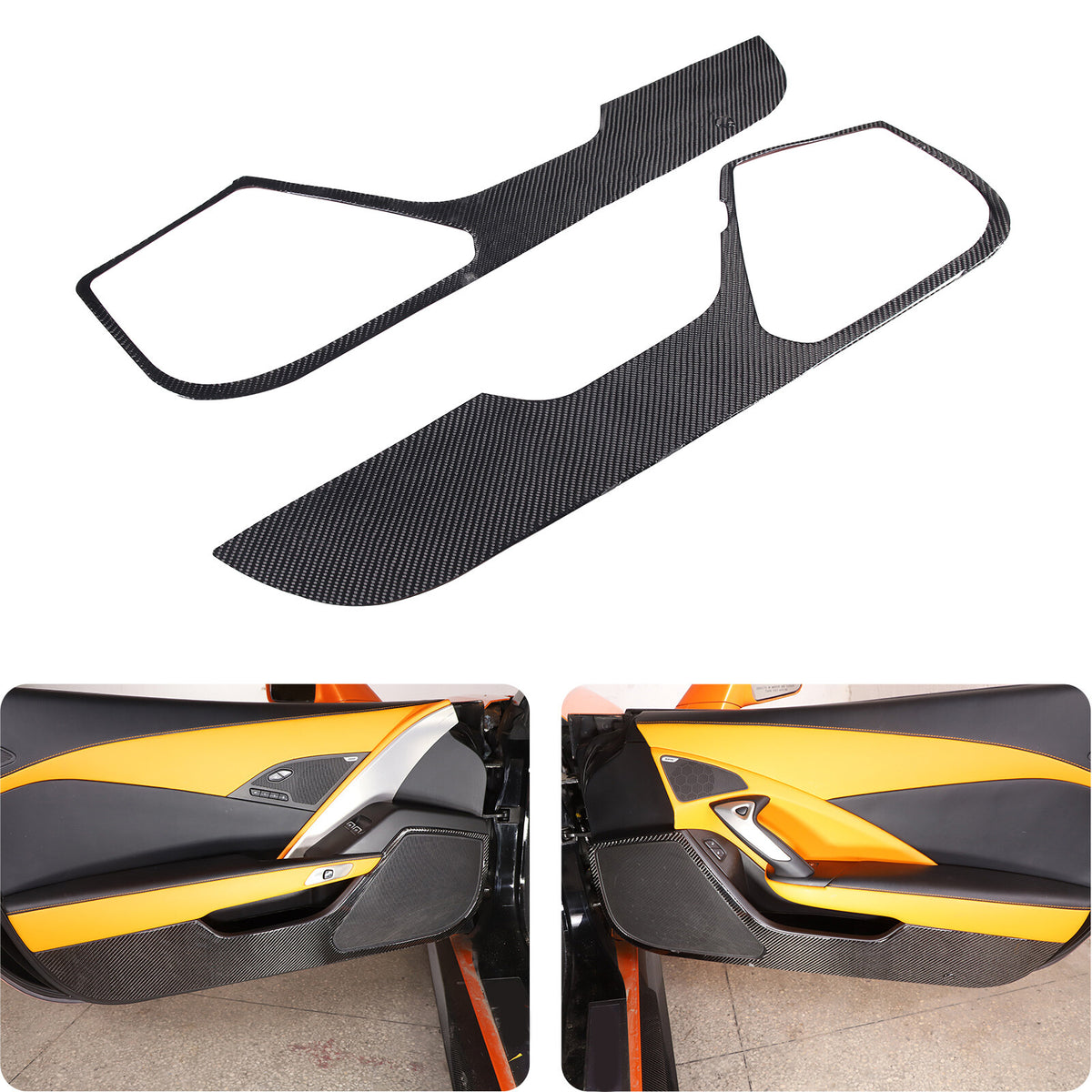 Carbon Fiber Interior Door all-inclusive anti-kick panel For Corvette C7 2014-19 2