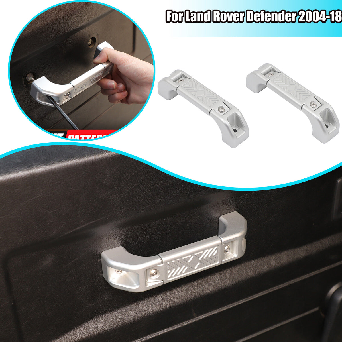 Mecha Silver Replacement Interior Door Handle Grab For LR Defender L316 2004-18 1