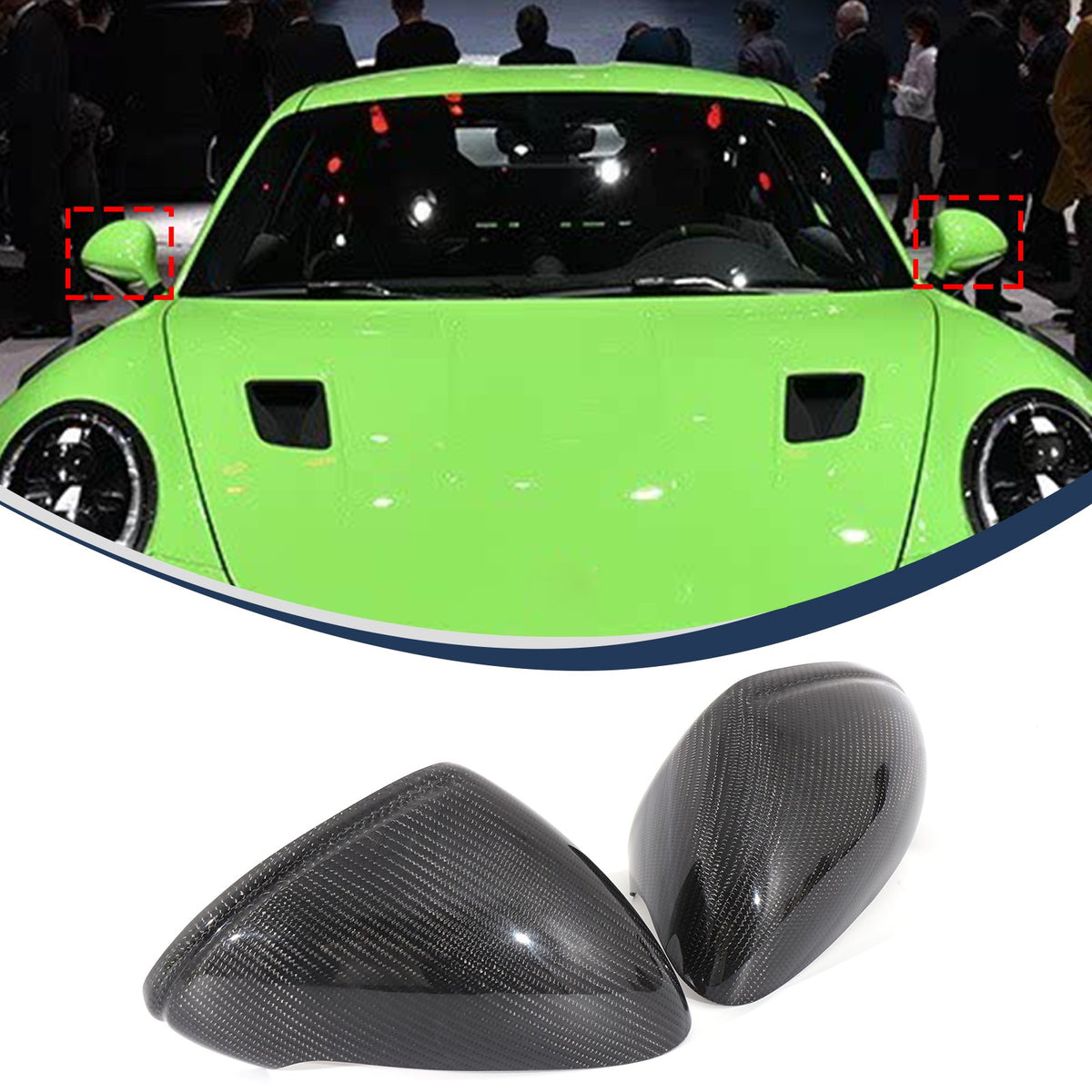 Real Carbon Fiber Exterior Rearview Mirror Trim For Porsche911 GT2 GT3 GTS 14-18 2