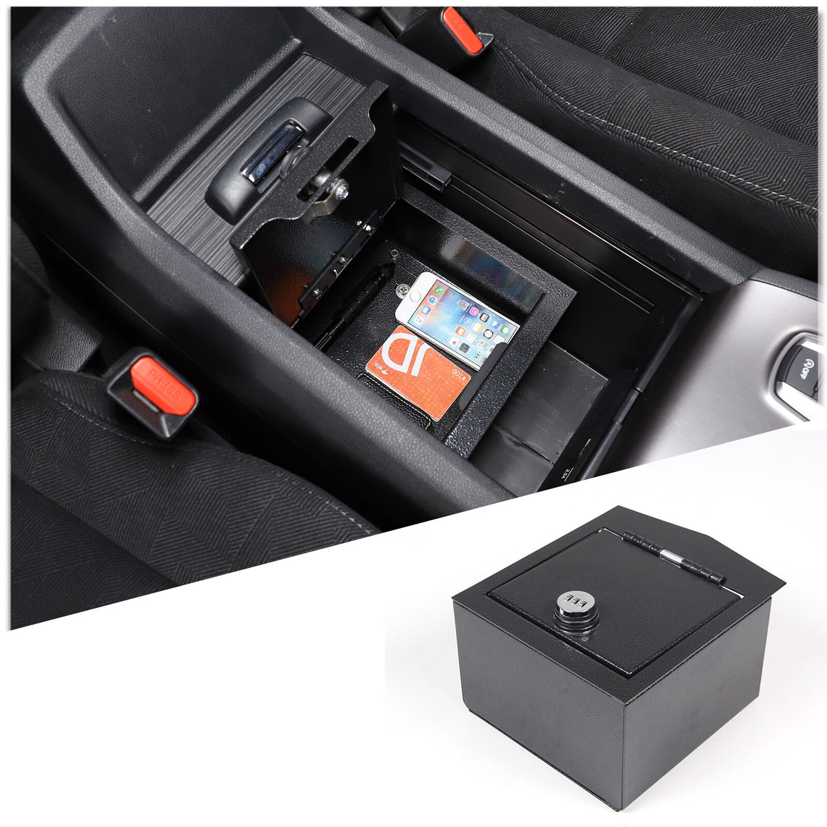 Center Console Safe Storage Box with Keys & Tray for Honda Pilot 2015-22 US 3