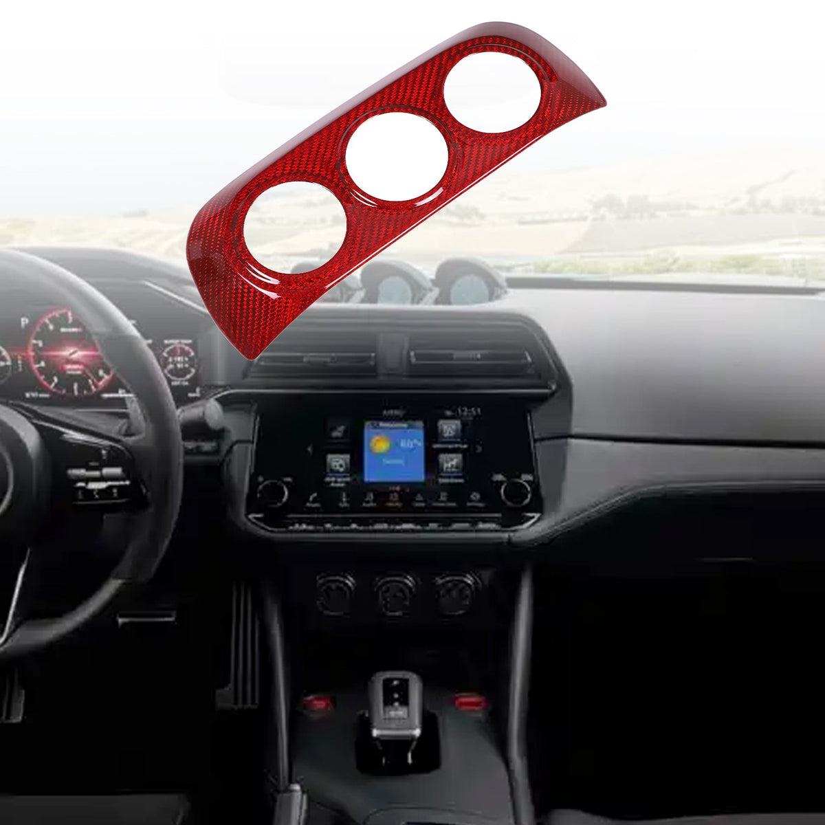 Red Real Carbon Fiber Interior Center Console Trim For Nissan Z 400Z RZ34 2023+ 51