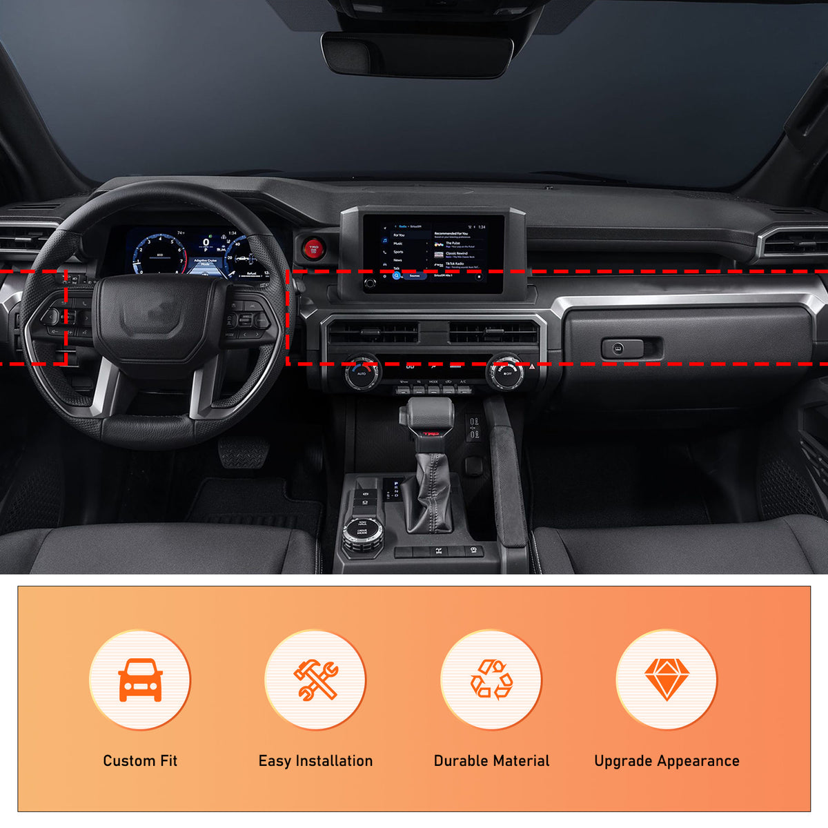 ABS Carbon Fiber Interior Full Set Panel Cover Trim Kit for Toyota Tacoma 24-26 - Styles 1-5 79