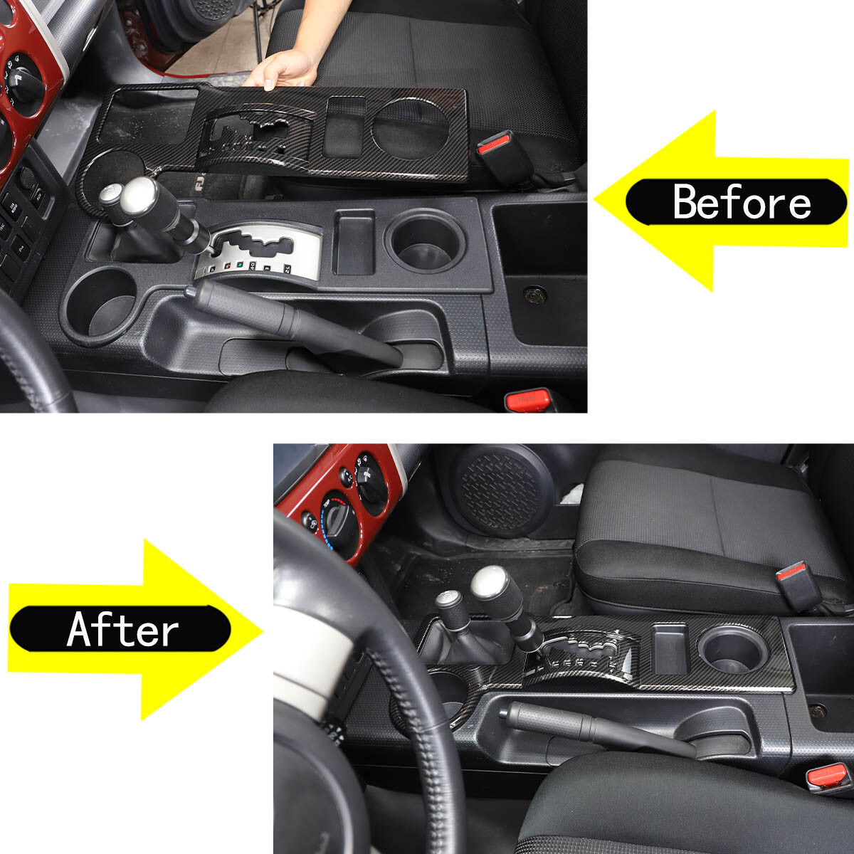 ABS Carbon Fiber Full Interior Center Decoration Trim Kit For FJ Cruiser 2007-21 - Styles 6-10 47