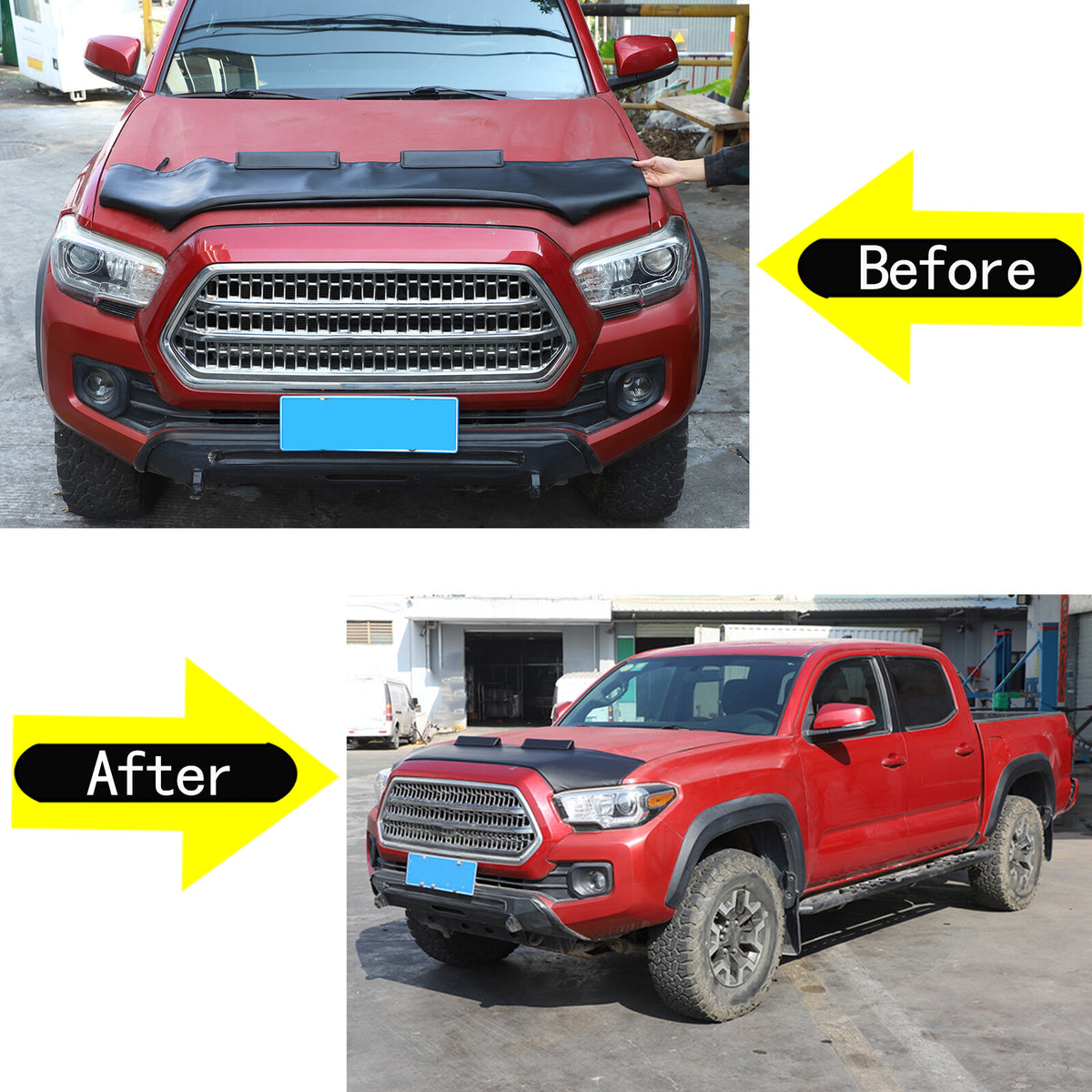 Front PU Leather Hood Cover Protector Bra Trim Cover For Toyota Tacoma 2016-23 3