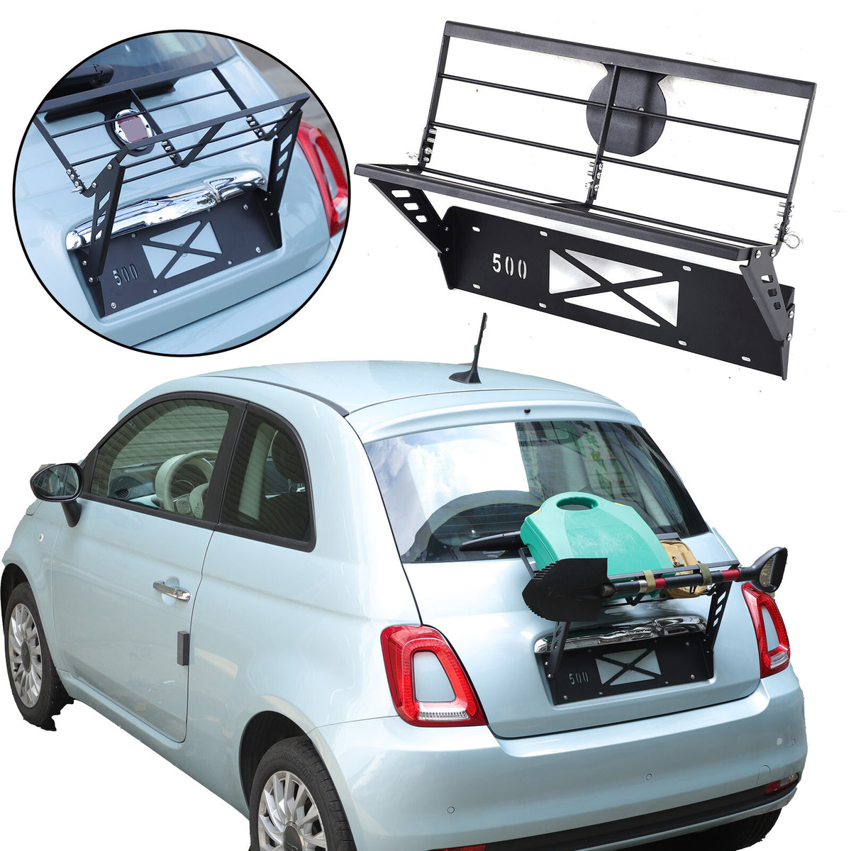 Hitch Mount Cargo Carrier Basket Rear Rack For Fiat 500 2010-2024 1