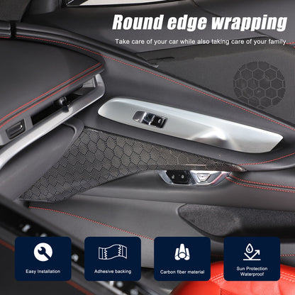 Real Honeycomb Carbon Fiber Interior Door Panel Cover Trim For Corvette C8 20-26 19