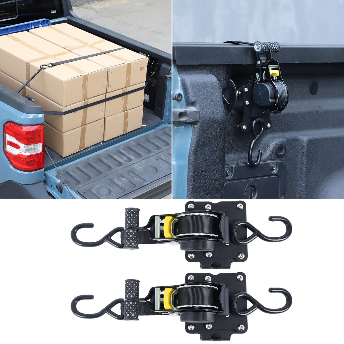 Truck Bed Retractable Ratchet Tie Down Straps Tightener For Ford Maverick 2022+ 1