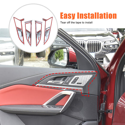 Black Grain Interior Door Handle Cover Trim For BMW X1 U11 /X2 U12 2023+ 12