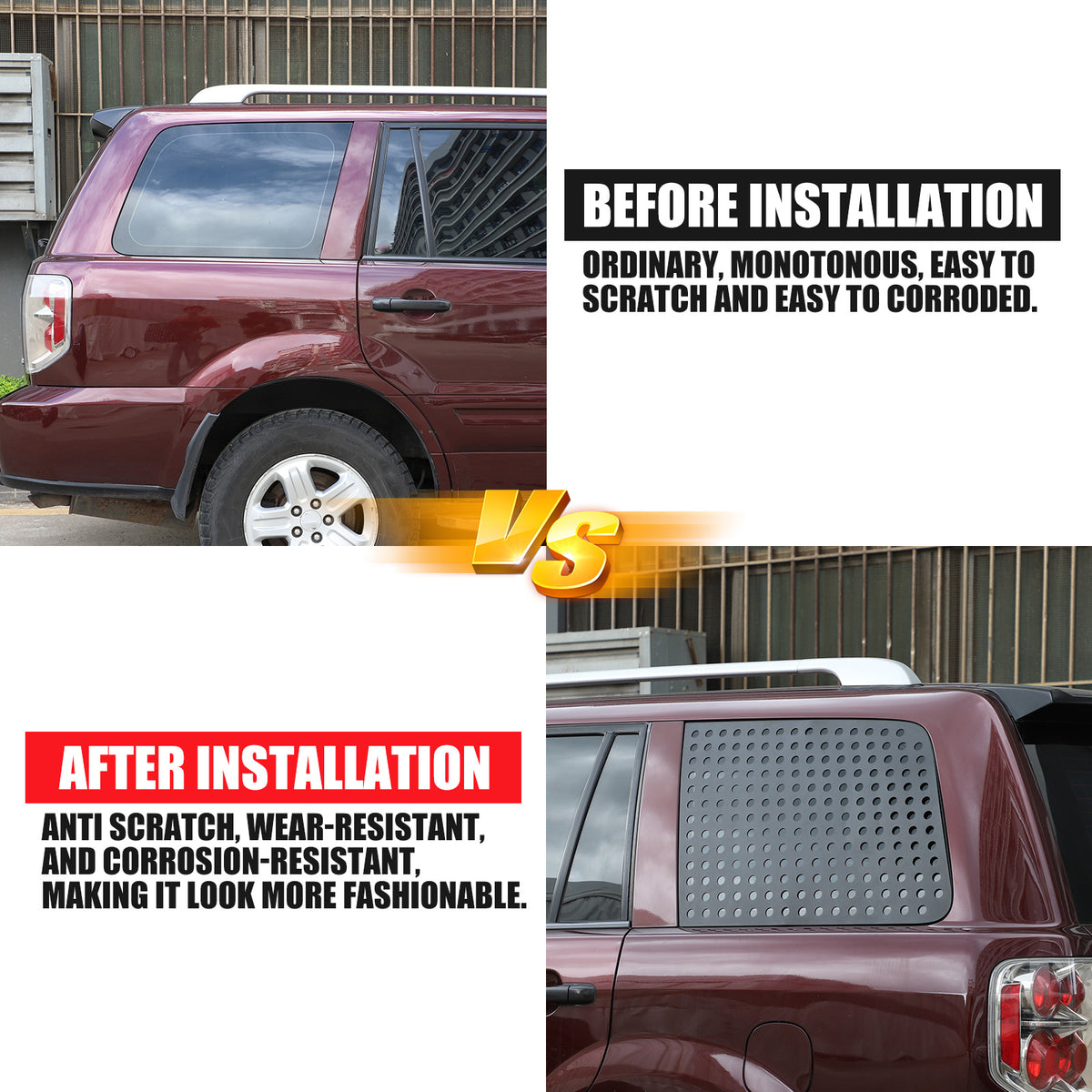 Exterior Rear Quarter Door Window Pillar Cover Trim For Honda Pilot 2003-2008 24