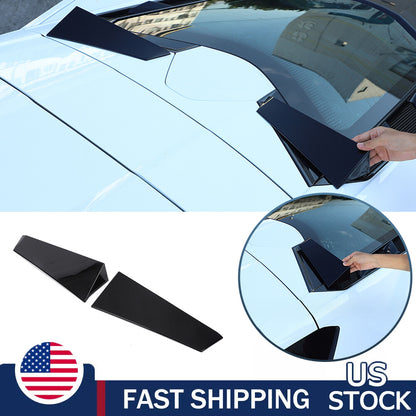 Glossy Black anti-wind buffeting deflector Trim For Corvette C8 Coupe 2026 US 1