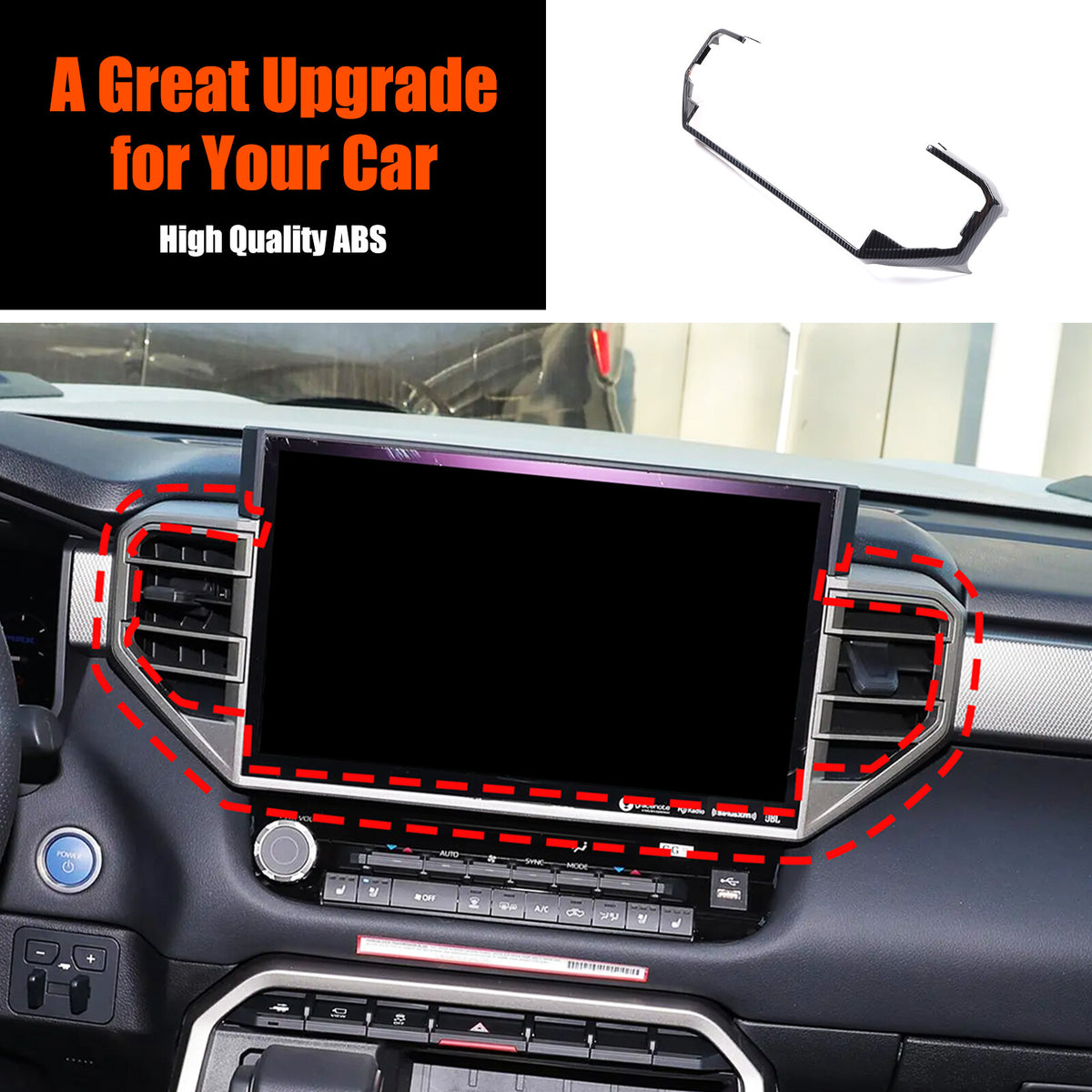 ABS Carbon Fiber Center Air Vent Panel Cover Trim For Toyota Tundra/Sequoia 23+ 13