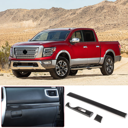 Carbon fiber Look Dashboard Center Console Trim Cover for Nissan Titan 2016-23 19