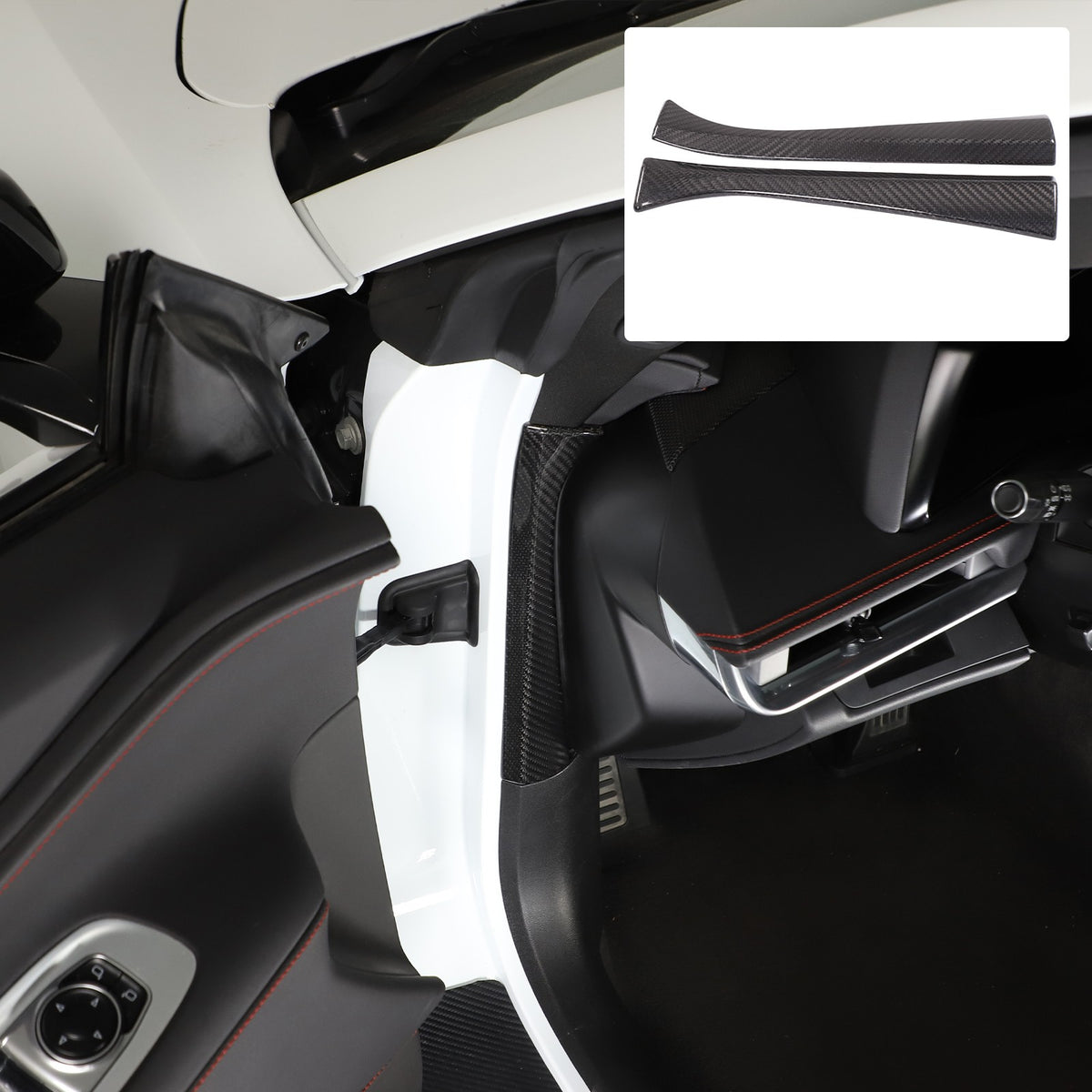 Real Carbon Fiber Inner Interior Door Pillar Trim For Corvette C8 2020+ 18