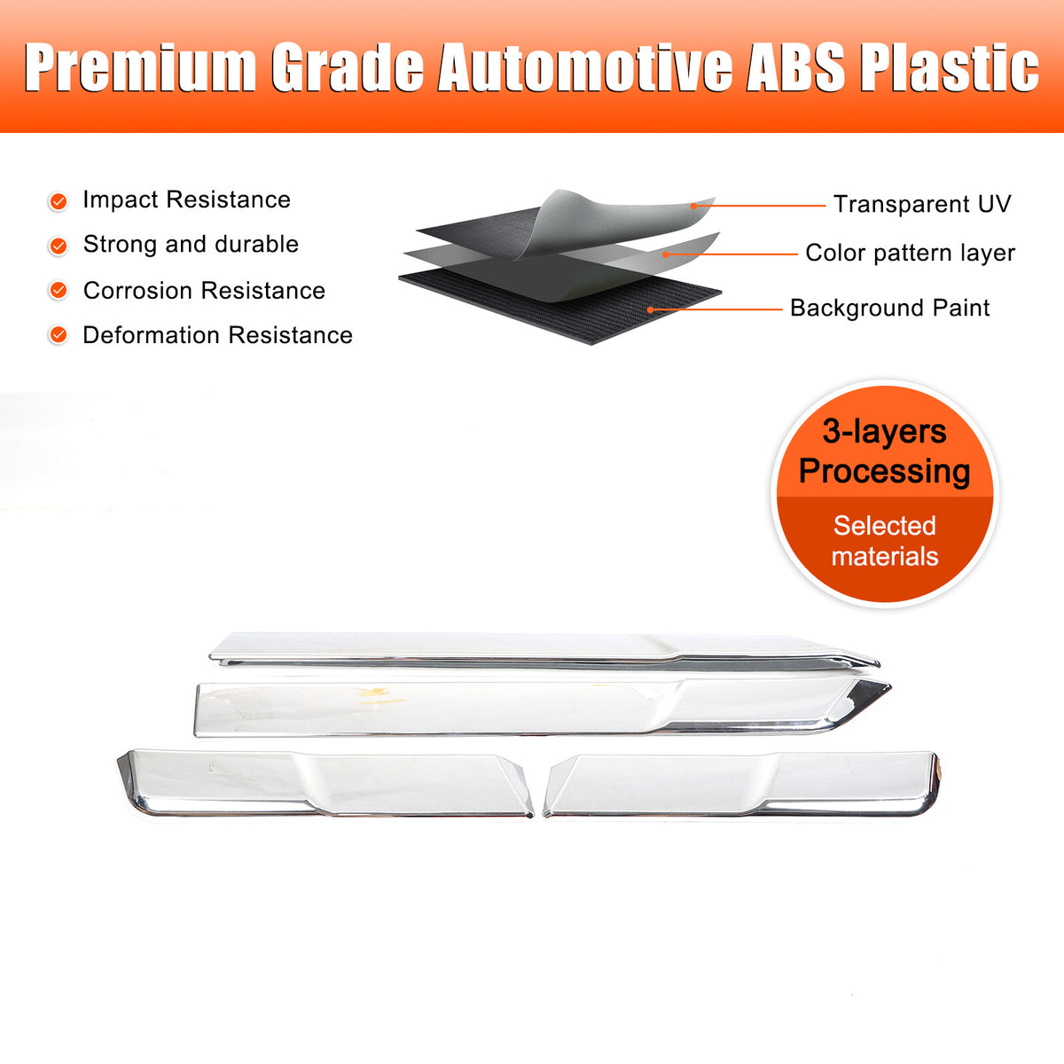 Silver Body Side Door Mouldings Cover Trim For Toyota Land Cruiser LC250 24+ 16