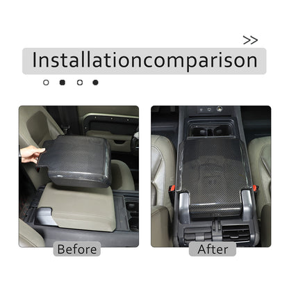 Real Carbon Fiber Center Console Armrest Box Cover For LR Defender 90 110 20-24 19
