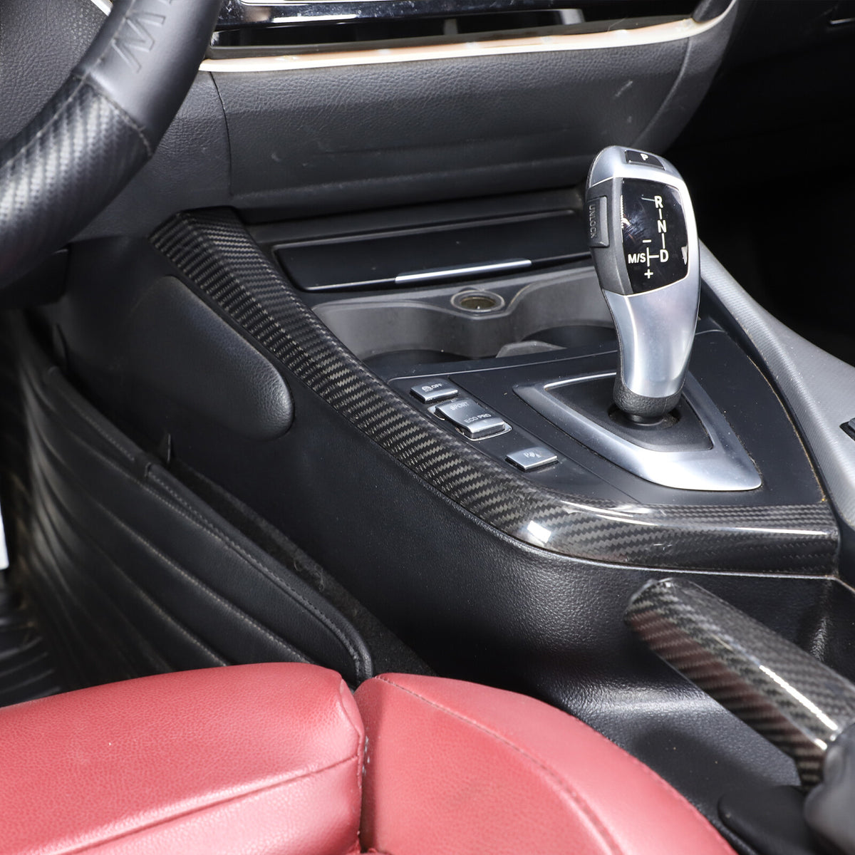 Real Carbon Fiber Gear Shift Side Trim L Strip For BMW 2 Series F22 F23 2014-19 1