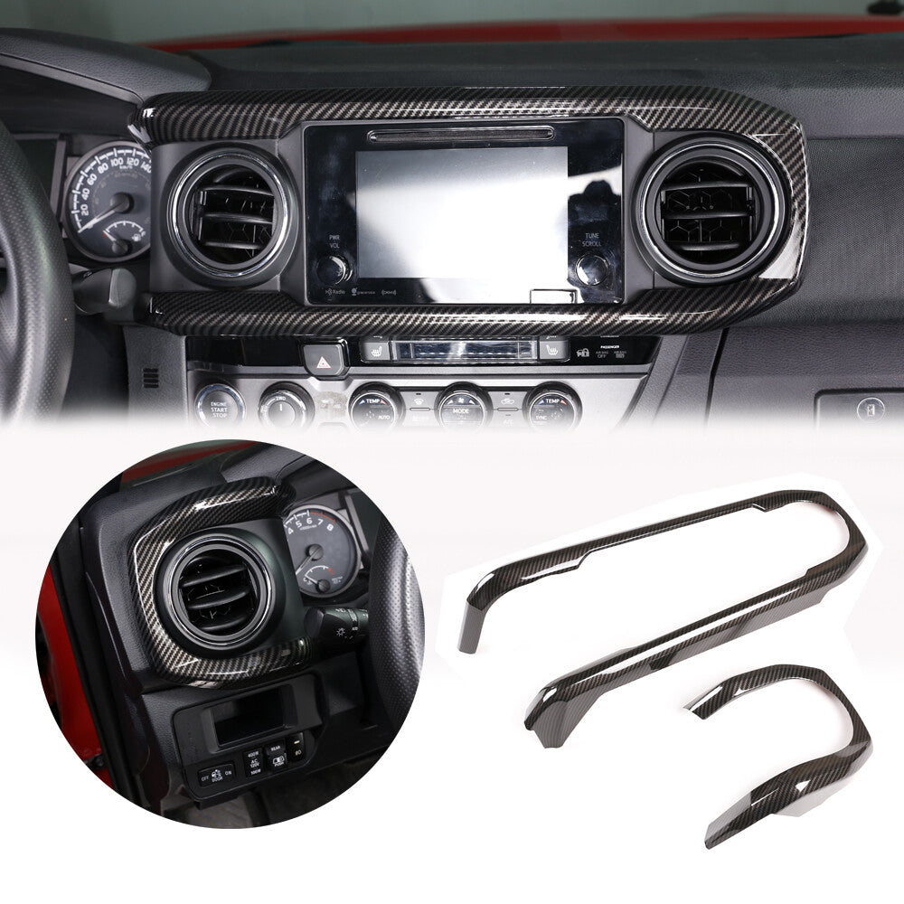 23PCS Carbon Fiber ABS Interior Center Console Trim For Toyota Tacoma 2023 2