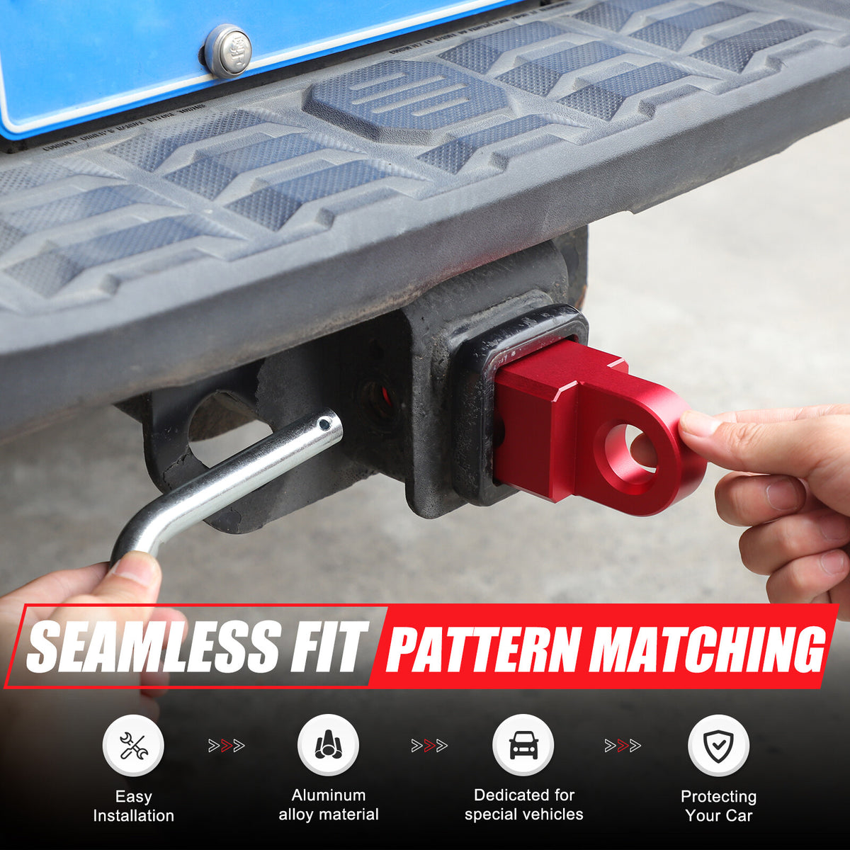 Red Aluminum Alloy Trailer Mount Receiver Hitch Tow Hook For Toyota Tacoma 16-22 1