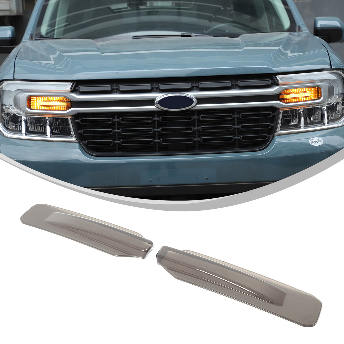 Smoked Black ABS Low Beam Headlight Trim Cover for Ford Maverick 2022-2023 16