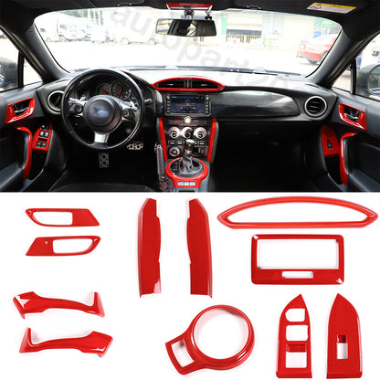 For Toyota 86 Subaru BRZ 12-20 Scion FR-S Interior Decorative Trim Red ABS 11PCS 1