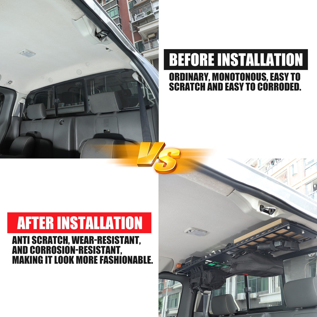 Aluminum Rear Roof Hanging Rack Molle Panel For Nissan Frontier King Cab 2009-17 19