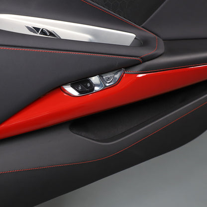 Red Full Interior Set Dash Panel Decor Cover Trim Kit For Corvette C8 2020-25 - Variants 1-5 8