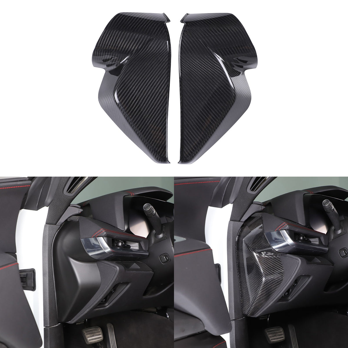 Real Carbon Fiber Interior Door Pillar Trim Cover For Corvette C8 2020+ 1