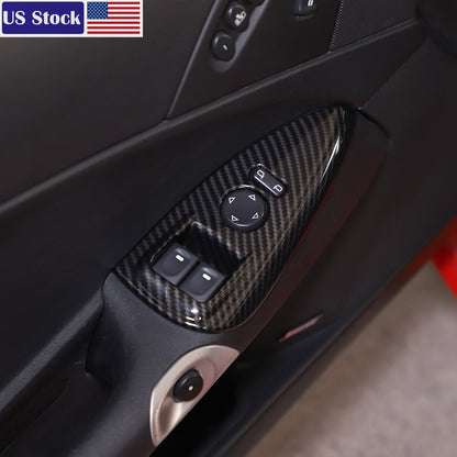Carbon Fiber ABS Door Window Lift Button Trim Frame Set For Corvette C6 05-13 US 3