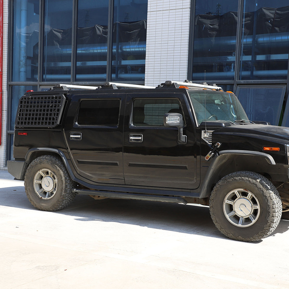 Alloy Rear Roof Climbing Ladder Rack Window Molle Panel For Hummer H2 2003-09 37