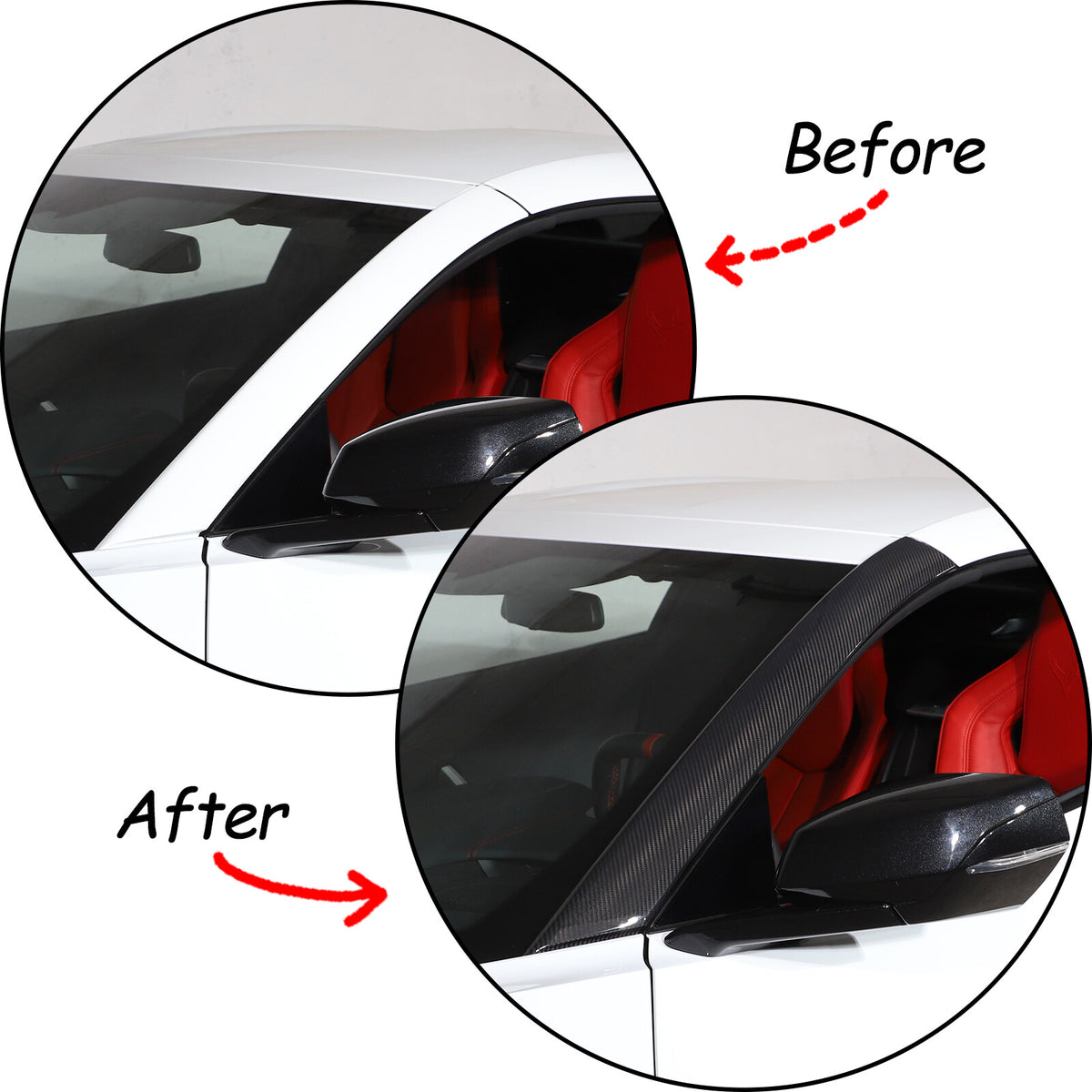 Real Carbon Fiber Exterior Door Mirror Full Set Cover Trim Kit For C8 Corvette 15