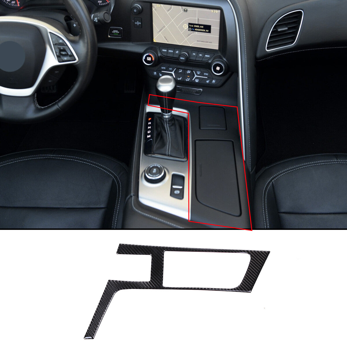 10pcs Carbon Fiber Interior Set Cover Trim For Corvette C7 14-19 10