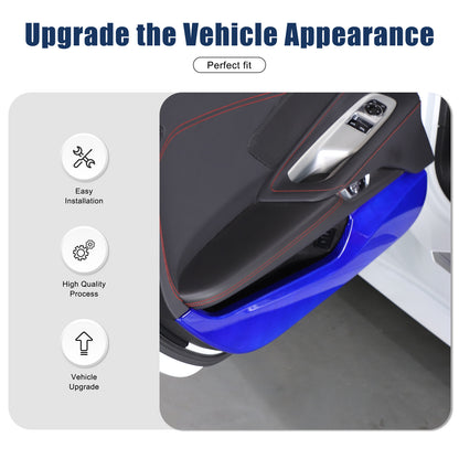 Blue Real Carbon Fiber Interior Door Anti-kick Panel Cover Trim For Corvette C8 5