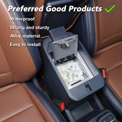 Silver Center Console Armrest Safe Storage Lock Box TRAY For Ford Maverick 22-25 9