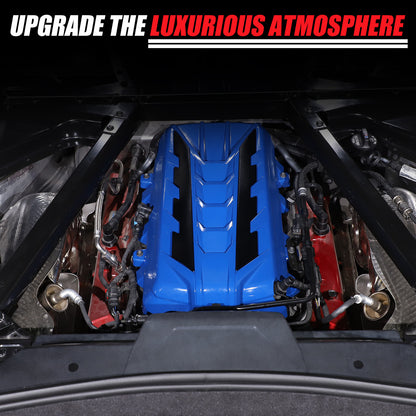Blue Engine Bay Panel Cover Trim in Edge Black For Corvette C8 2020-26 US 7