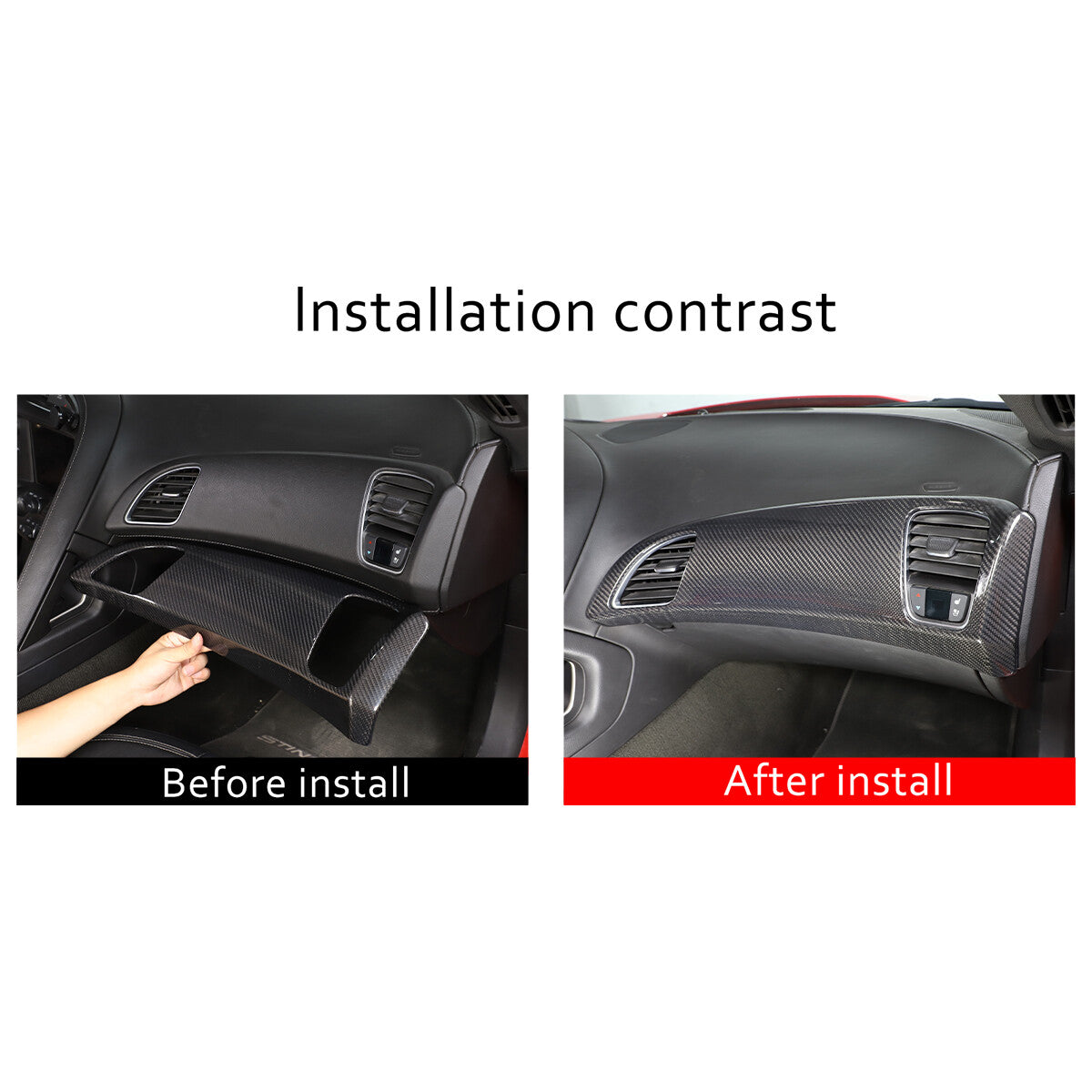 Real Carbon Fiber Passenger Side Dashboard Panel Cover For Trim Corvette C7 14+ 3