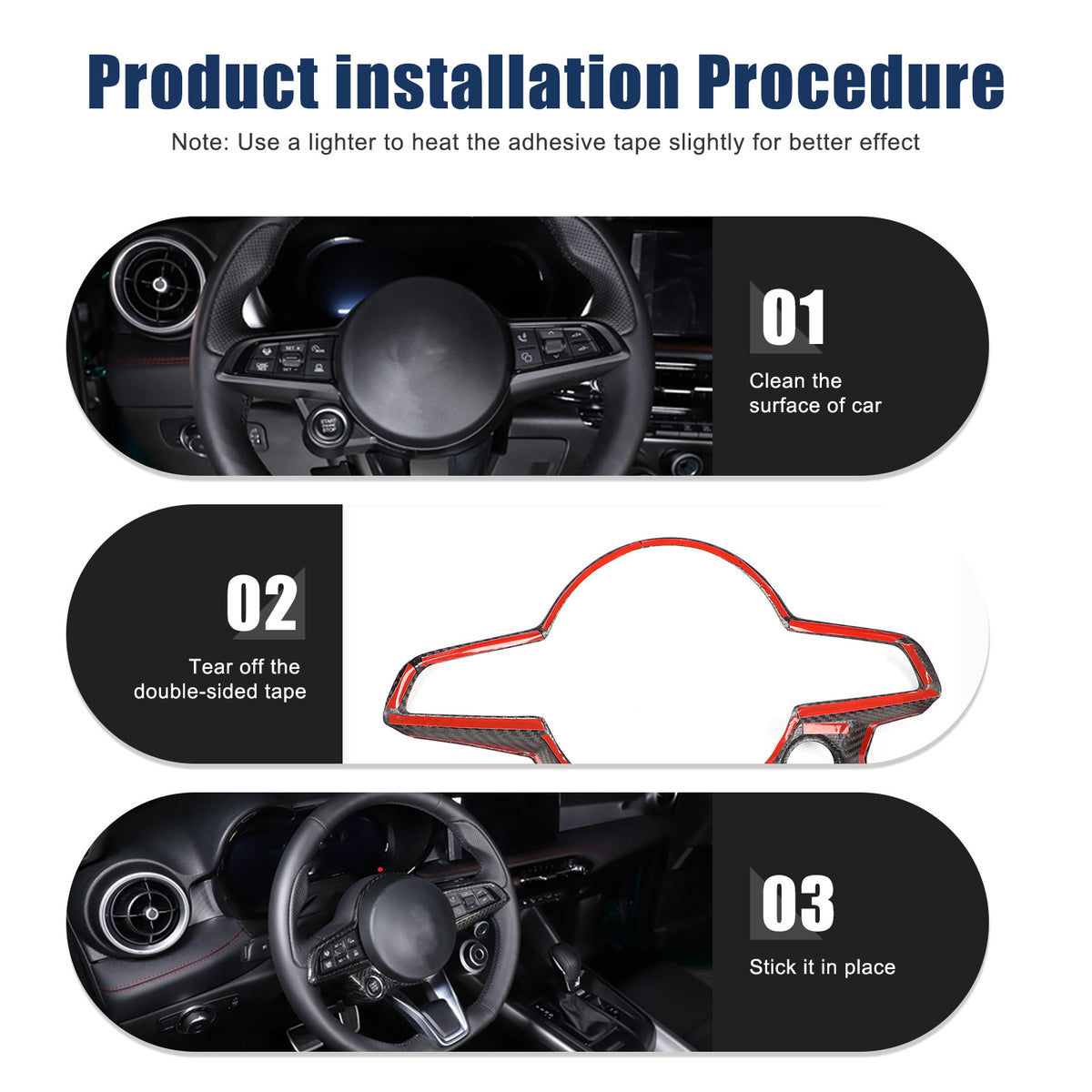 Real Carbon Fiber Steering Wheel Cover Trim For Alfa Romeo Giulia/Stelvio 2020+ 12