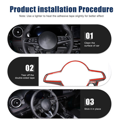 Real Carbon Fiber Steering Wheel Cover Trim For Alfa Romeo Giulia/Stelvio 2020+ 12