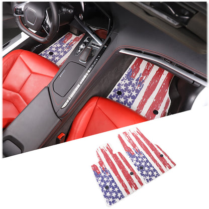 US Flag Car Floor Mats Cargo Carpets Foot Pads For Corvette C8 2020-2026 3