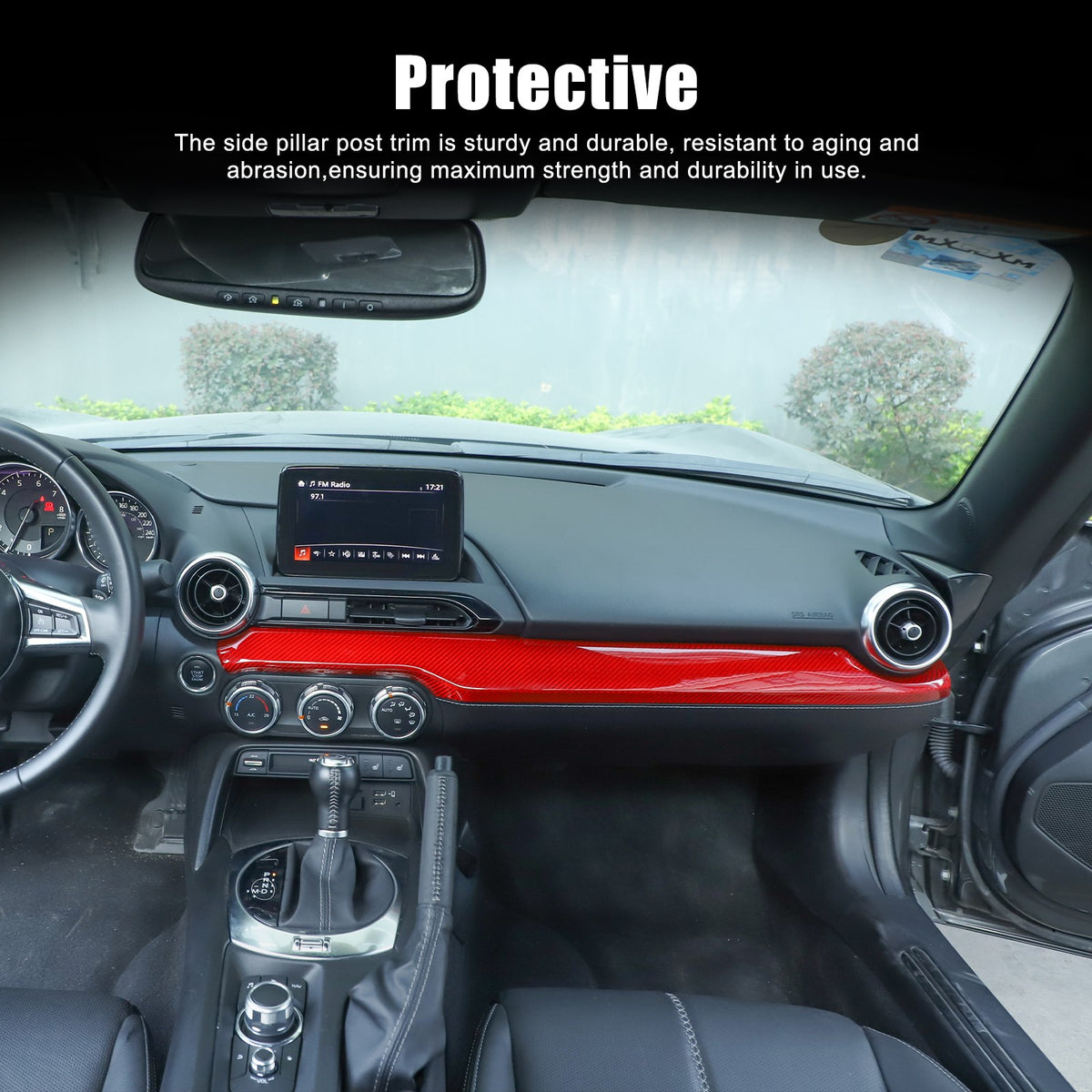 Red Real Carbon Fiber Dashboard Center Trim For Mazda MX-5 Miata 2016+ 2