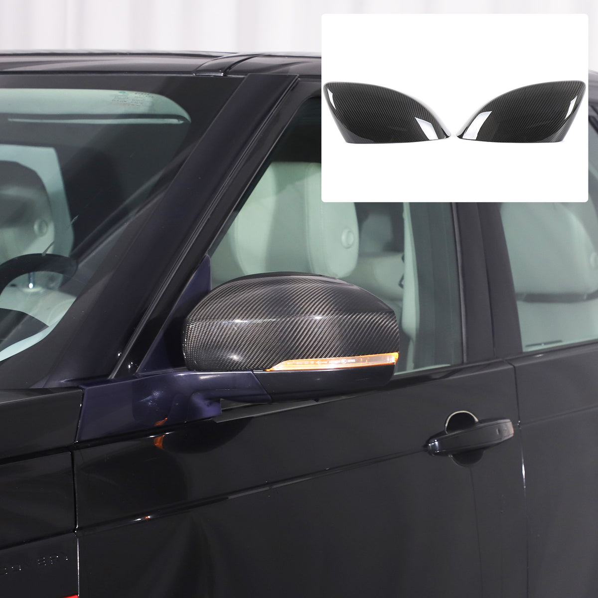 Real Carbon Fiber Outer Rearview Mirror Trim For LR5 Discovery 5 L462 2014-2021 1