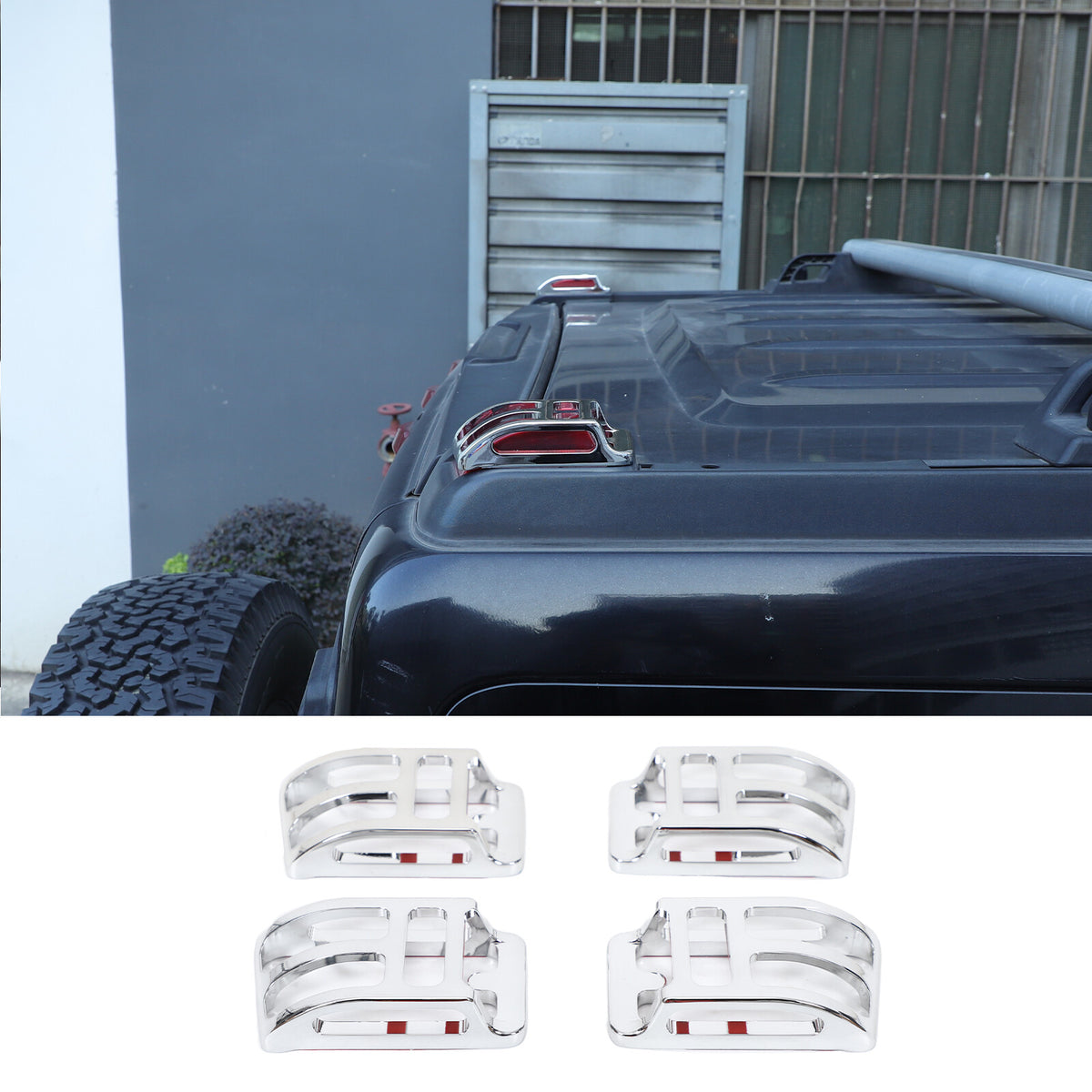 Chrome Billet Top Corner Marker Light Guards Cages For Hummer H2 2003-2010 10