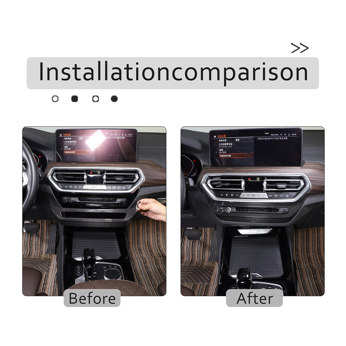 Real Carbon Fiber Center Air Vent Switch Trim Set For BMW X3 G01 X4 G02 22-24 23