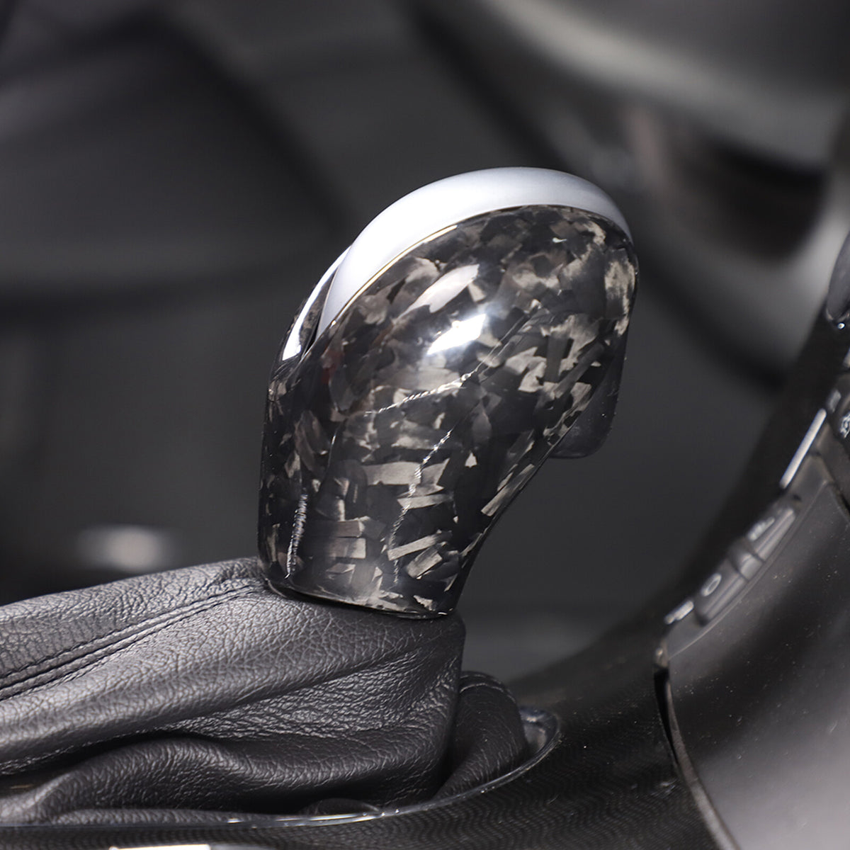 2pcs Forged Real Carbon Fiber Gear Shift Knob Trim Cover Set For Corvette C6 10