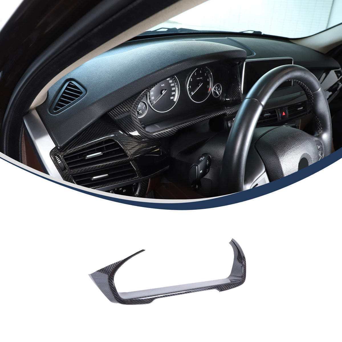Real Carbon Fiber Dashboard Instrument Frame Cover Trim For BMW X5 F15 14-18 14