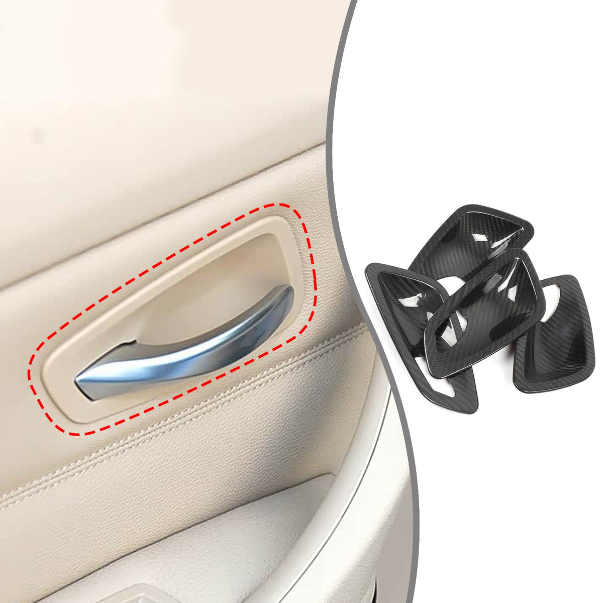 Real Carbon Fiber Inner Interior Door Bowl Trim For BMW 3 Series E90 2005-2012 16